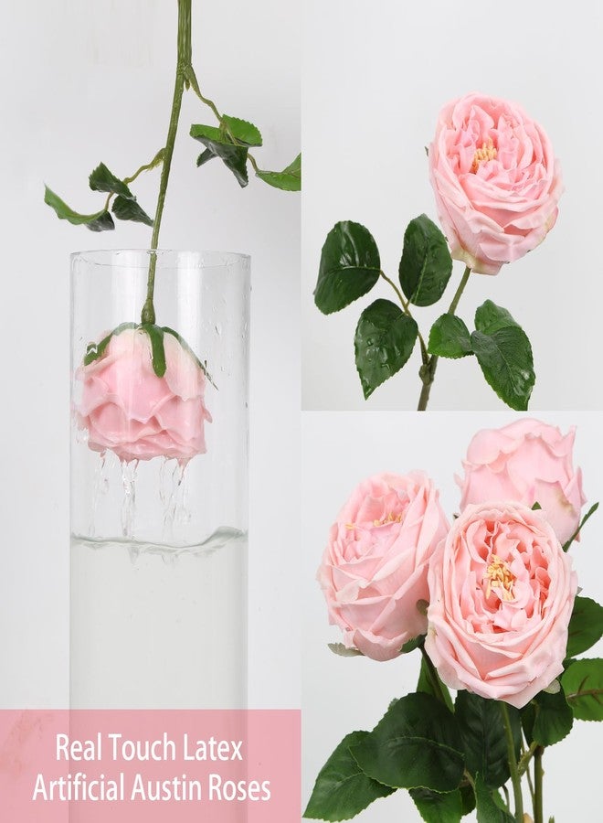 IPOPU Real Touch Rose Artificial Flowers 5PCS Faux Pink Peonies Realistic Roses with Stem for Wedding Bouquet Party Home Decor (Pink) - Image 4