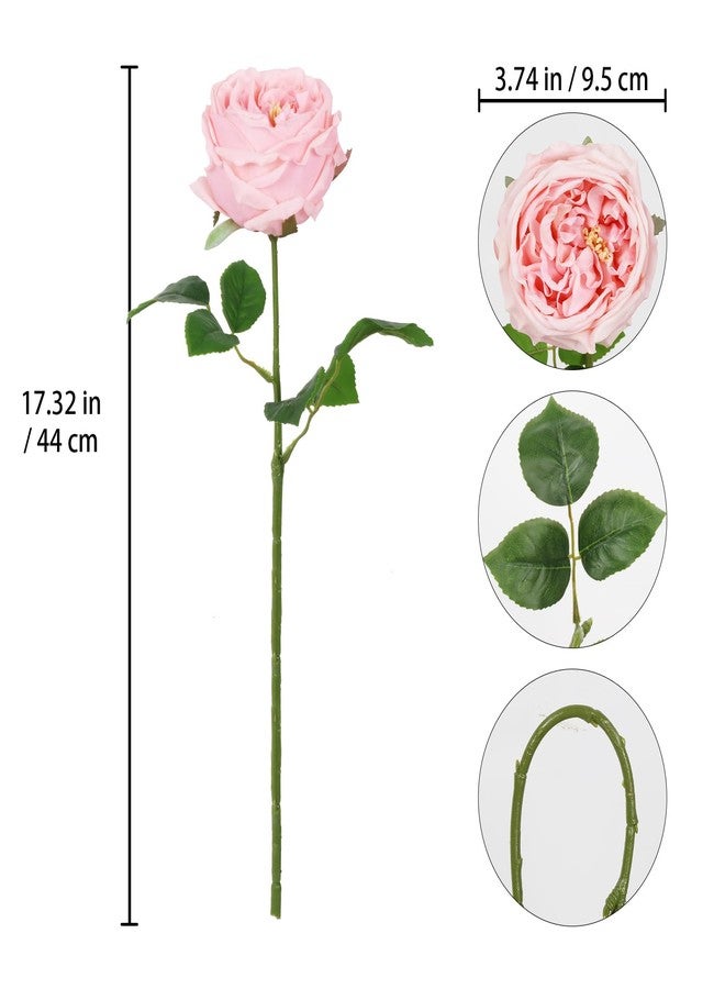 IPOPU Real Touch Rose Artificial Flowers 5PCS Faux Pink Peonies Realistic Roses with Stem for Wedding Bouquet Party Home Decor (Pink) - Image 3