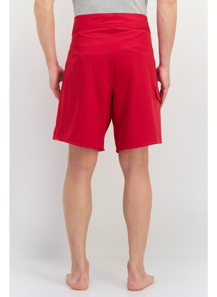 Burnside - Men Drawstring Board Shorts, Red - Image 1