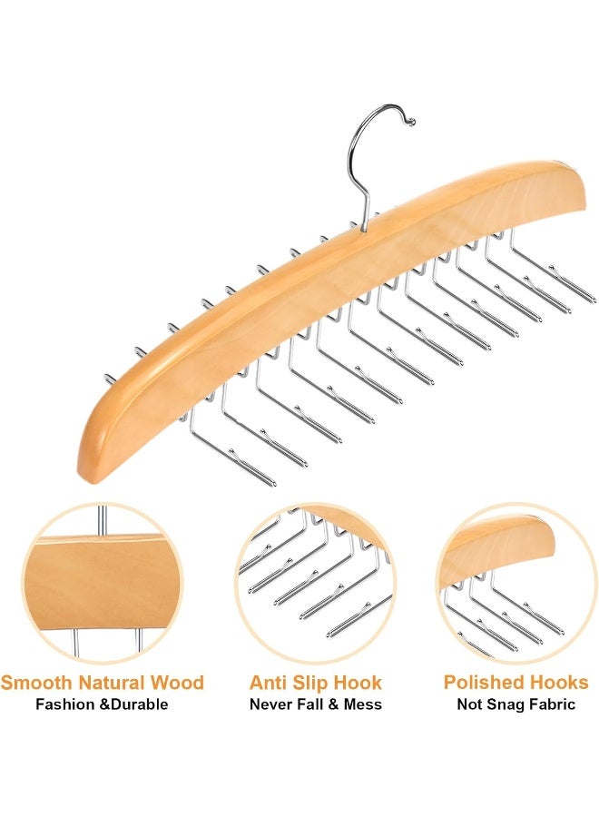 Tank Top Hanger with Premium Wood, 24 Large Capacity, Space Saving, 360° Rotating, Foldable Metal Hooks,  Camisole Organizer for Tank Tops, Camisole, Bathing Suits, Bras, Scarfs etc.  - Image 1