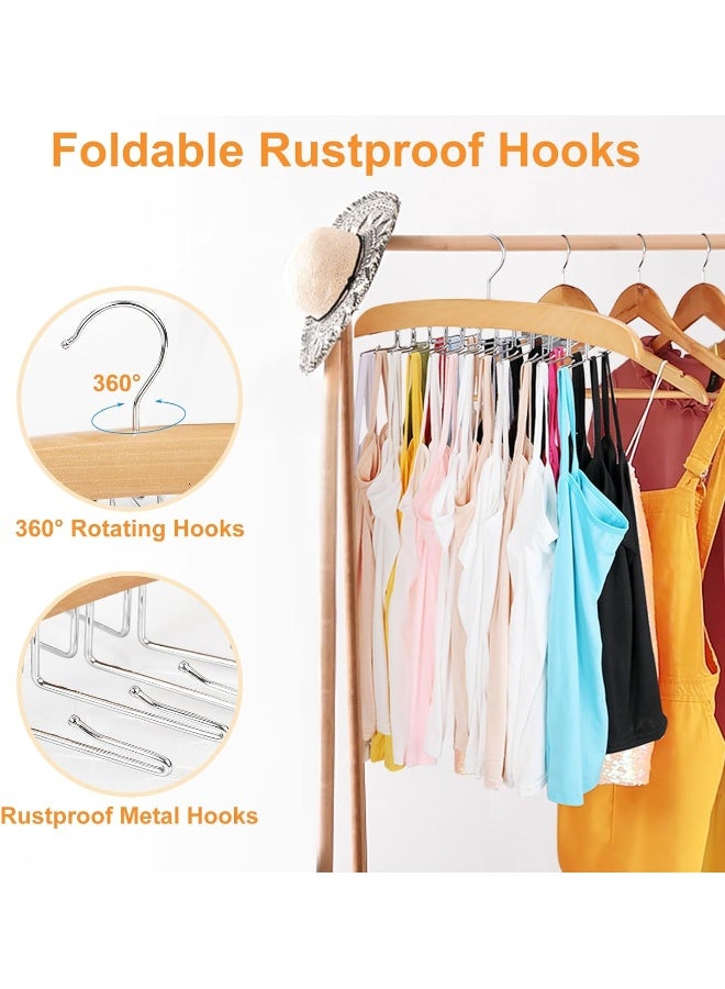 Tank Top Hanger with Premium Wood, 24 Large Capacity, Space Saving, 360° Rotating, Foldable Metal Hooks,  Camisole Organizer for Tank Tops, Camisole, Bathing Suits, Bras, Scarfs etc.  - Image 5