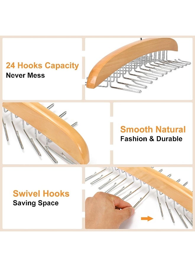 Tank Top Hanger with Premium Wood, 24 Large Capacity, Space Saving, 360° Rotating, Foldable Metal Hooks,  Camisole Organizer for Tank Tops, Camisole, Bathing Suits, Bras, Scarfs etc.  - Image 2