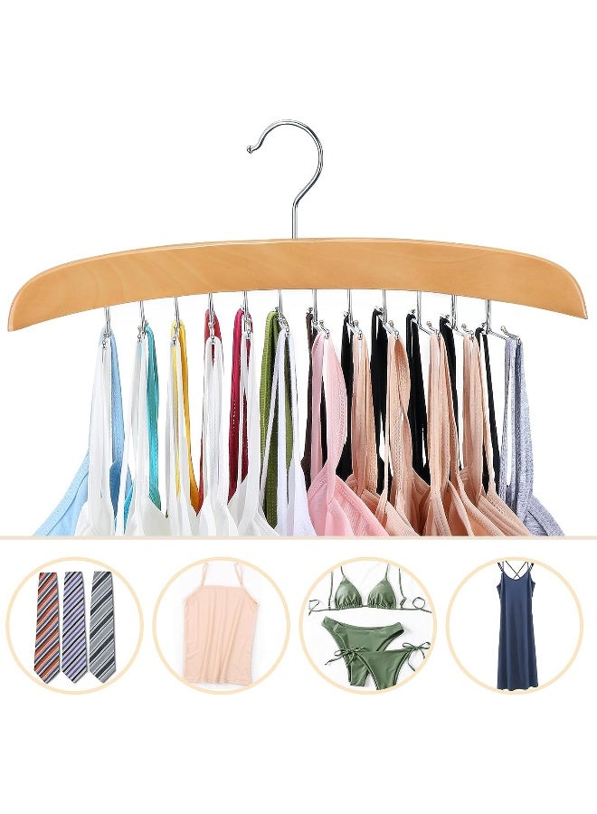 Tank Top Hanger with Premium Wood, 24 Large Capacity, Space Saving, 360° Rotating, Foldable Metal Hooks,  Camisole Organizer for Tank Tops, Camisole, Bathing Suits, Bras, Scarfs etc.  - Image 3