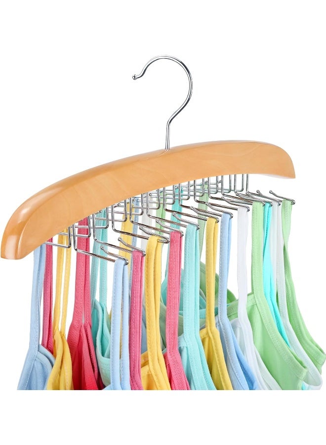 Tank Top Hanger with Premium Wood, 24 Large Capacity, Space Saving, 360° Rotating, Foldable Metal Hooks,  Camisole Organizer for Tank Tops, Camisole, Bathing Suits, Bras, Scarfs etc.  - Image 4