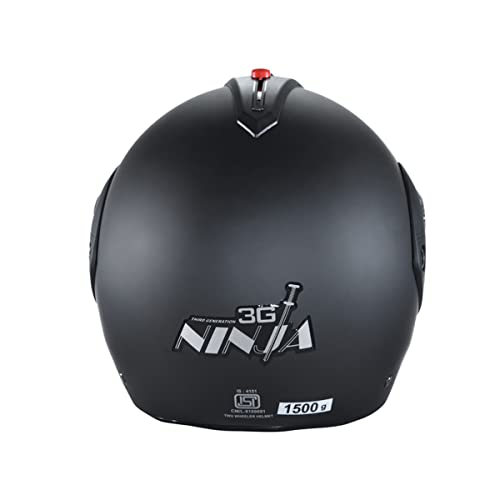 Studds NINJA 3G Flip Up Full Face Helmet with Double Visor(Matt Black, XL) - Image 4