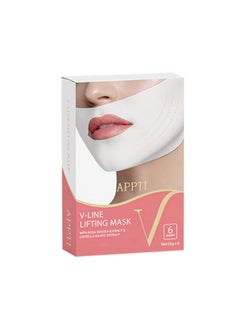 APPTI V Shape Face Mask Firming Facial Mask Double V Line Lifting Mask For Women Men White 6 Pieces  - Image 1