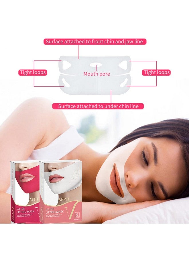 APPTI V Shape Face Mask Firming Facial Mask Double V Line Lifting Mask For Women Men White 6 Pieces - Image 5