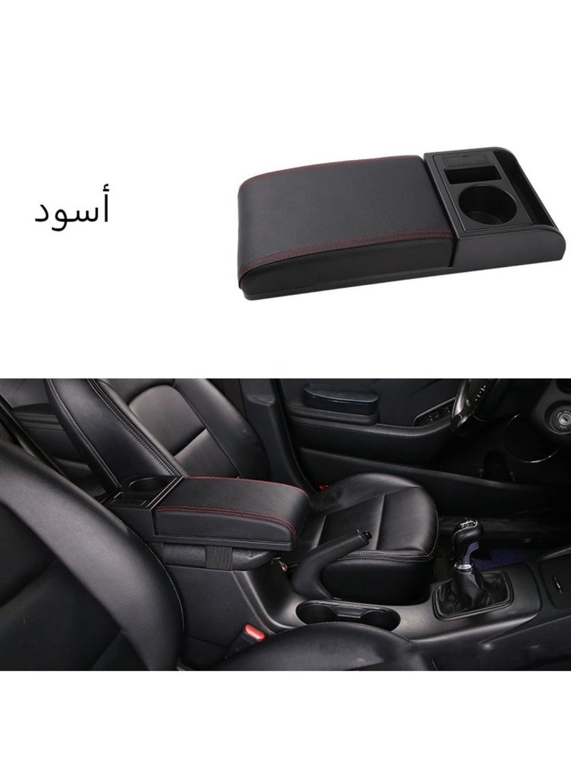 صندوق مسند ذراع السيارة قابل للنفخ، وسائد وسادة مسند ذراع تلقائية متعددة الوظائف مع لوحة قابلة للسحب، منفذ شحن USB، شبكة تخزين حامل أكواب تناسب معظم السيارات - Image 3