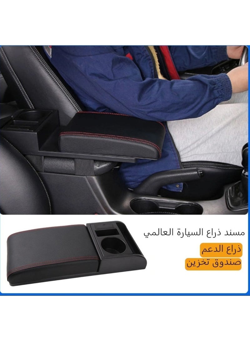 صندوق مسند ذراع السيارة قابل للنفخ، وسائد وسادة مسند ذراع تلقائية متعددة الوظائف مع لوحة قابلة للسحب، منفذ شحن USB، شبكة تخزين حامل أكواب تناسب معظم السيارات - Image 5