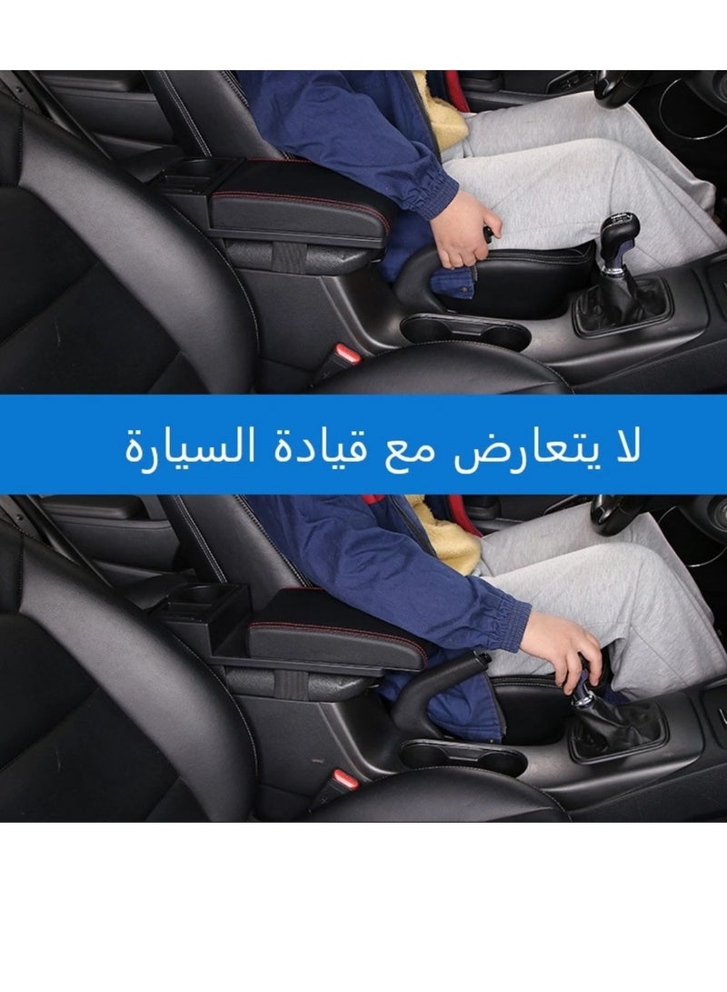 صندوق مسند ذراع السيارة قابل للنفخ، وسائد وسادة مسند ذراع تلقائية متعددة الوظائف مع لوحة قابلة للسحب، منفذ شحن USB، شبكة تخزين حامل أكواب تناسب معظم السيارات - Image 4