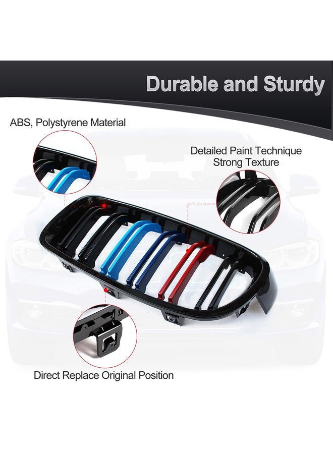 ATPOEN F32 Grille Grill for BMW 4 Series M4 F80 F82 F83 F32 F33 F36 430i 428i 435i 440i 2014 2015 2016 2017 2018 2019 2020 Front Grill Kidney Bumper Double Slats, 2Pcs (M-Color) - Image 2