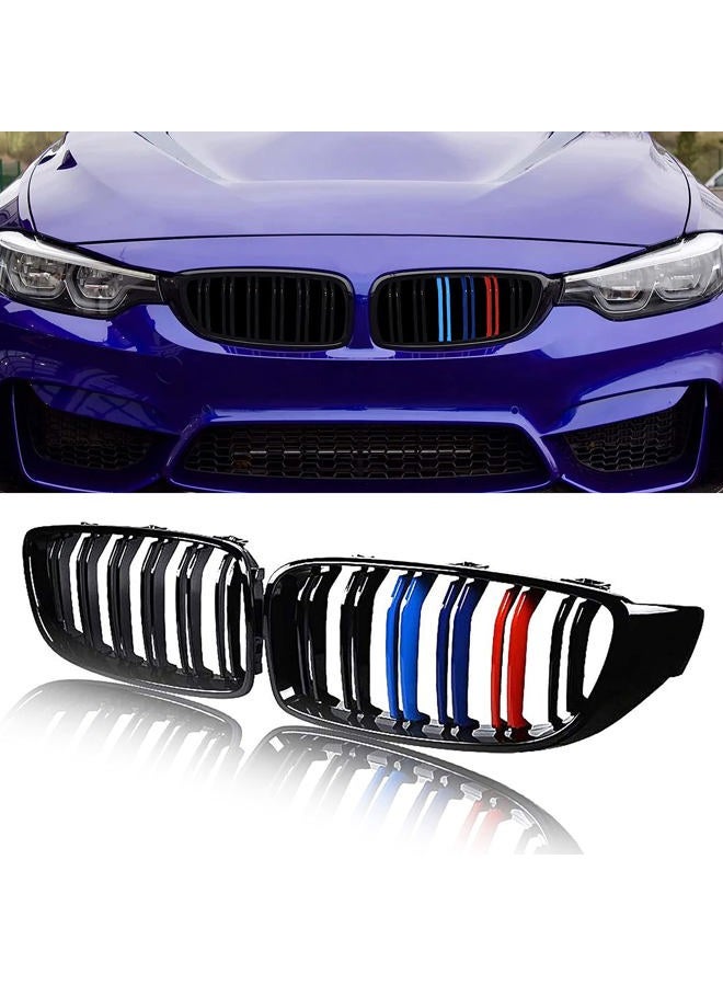 ATPOEN F32 Grille Grill for BMW 4 Series M4 F80 F82 F83 F32 F33 F36 430i 428i 435i 440i 2014 2015 2016 2017 2018 2019 2020 Front Grill Kidney Bumper Double Slats, 2Pcs (M-Color) - Image 1
