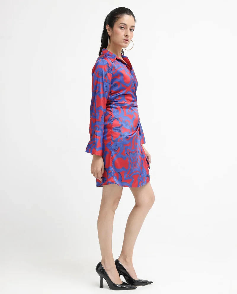 Rareism Women's Print Wrap Mini Dress