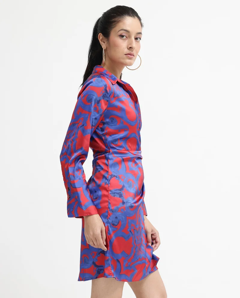 Rareism Women's Print Wrap Mini Dress