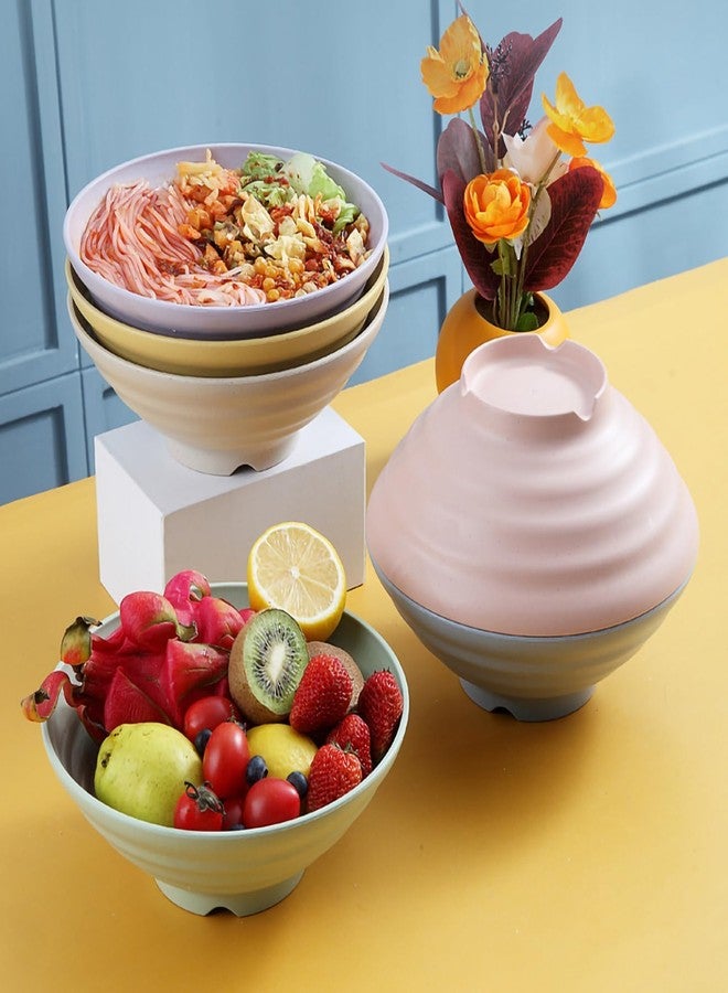 BGVM Wheat Straw Salad Bowls Set (900ml) - Large Microwave Safe, Unbreakable & Stackable Bowls for Salad, Pasta, Soup, Ramen - BPA-Free, Eco-Friendly, Lightweight Serving Bowls for Kitchen (2, Pink) - Image 3