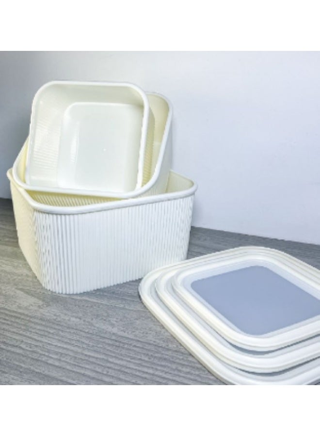 3-Piece Square Multipurpose Bowl Set with Airtight Lids – Assorted Colors