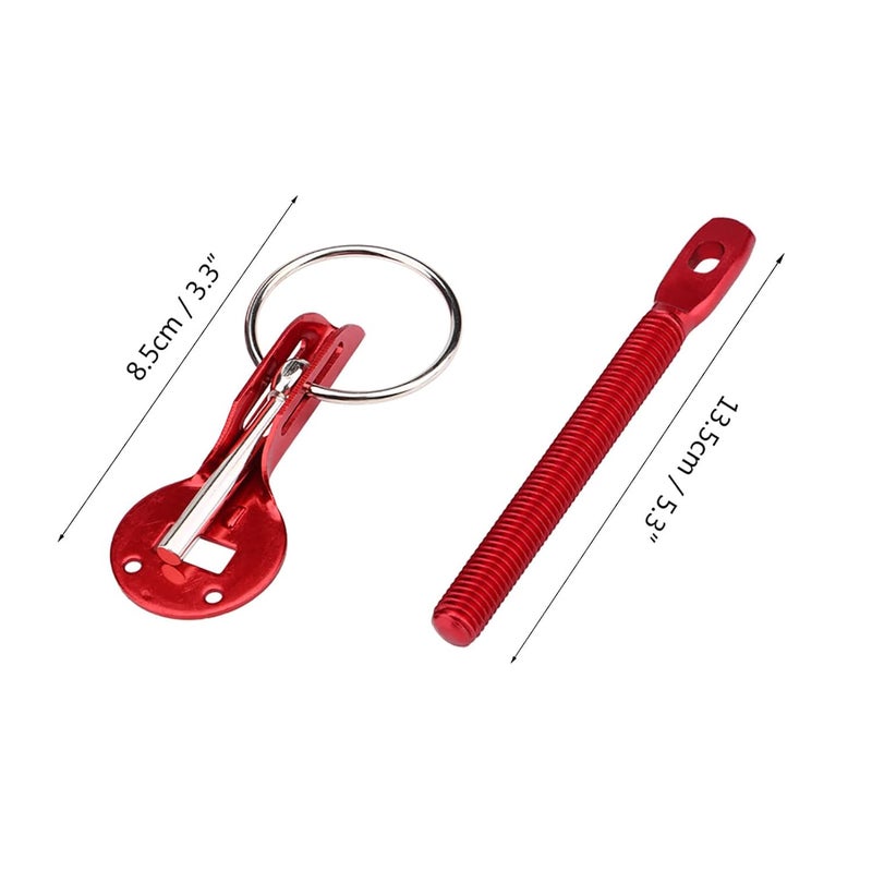 Universal Bonnet Hood Pin Kit, Sturdy Aluminium Alloy Locking Pins with Stainless Steel Hardware, Rustproof Car Security Latch Set for Racing Sports Vehicles (Red) - Image 4
