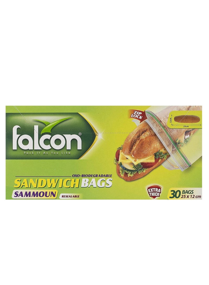 Falconpack Falcon Samoon Sandwich Bag Big 25X12CM (12 Packs x 30 Bags)