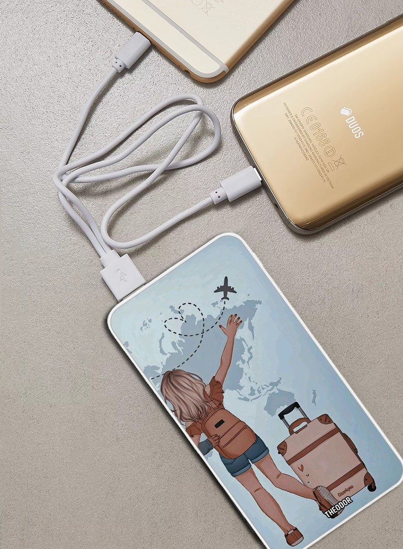 Theodor 10,000 mAh Super Fast Charging Ultra Compact Power Bank with Quick Charge & Power Delivery, Portable Charger For iPhone and Android Travel Girl - Image 2