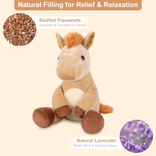 SuzziPals Heatable Coolable Horses Stuffed Animals Microwave Heating Pad Horses Plush for Companion Cute Plushies Horse Lavender Stuff Horse Toys Gifts - Image 5