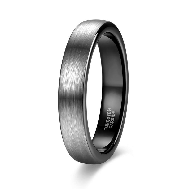 TRUMIUM خواتم تنگستن TRUMIUM 4 مم للرجال والنساء لخواتم الخطوبة والزفاف بتشطيب أسود مريح مقاس 4 - Image 1