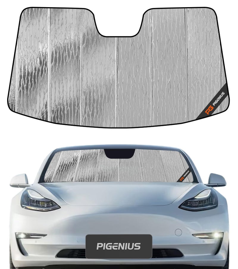 Pigenius Windshield Sunshade for Tesla Model 3 20182025 Model Y 20202025 Front Window Shade AstraGuard