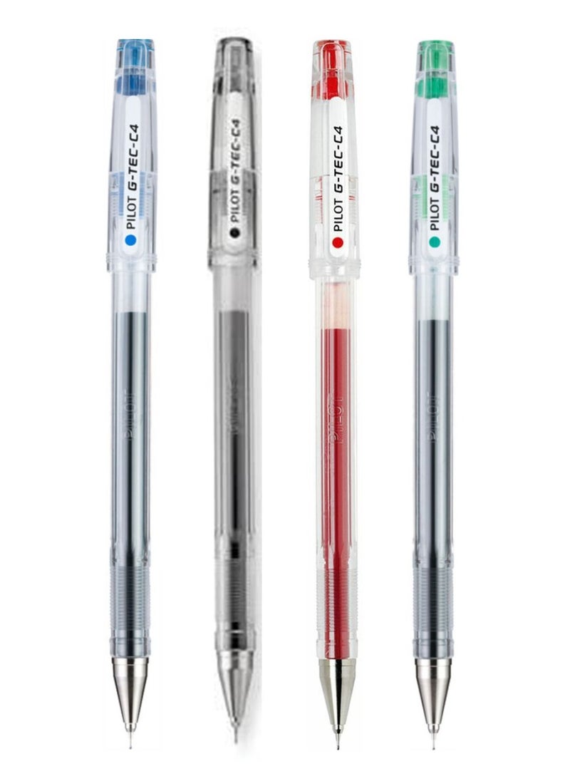 PILOT 4-Piece G-Tec Ultra Fine Roller Pen 0.4mm Tip Multicolour  - Image 1