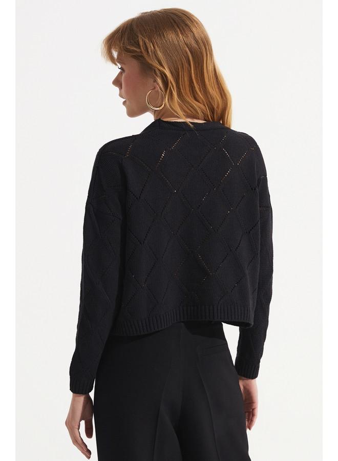 June Lacy V-Neck Crop Cardigan Black - Image 5