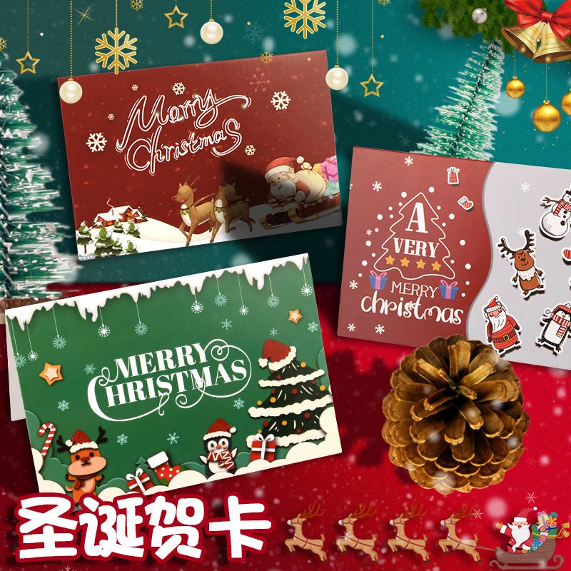 Christmas Card Christmas Gift Cute Cartoon Small Card Children'S Kindergarten Handwritten Thanksgiving Blessing Postcard - Image 3