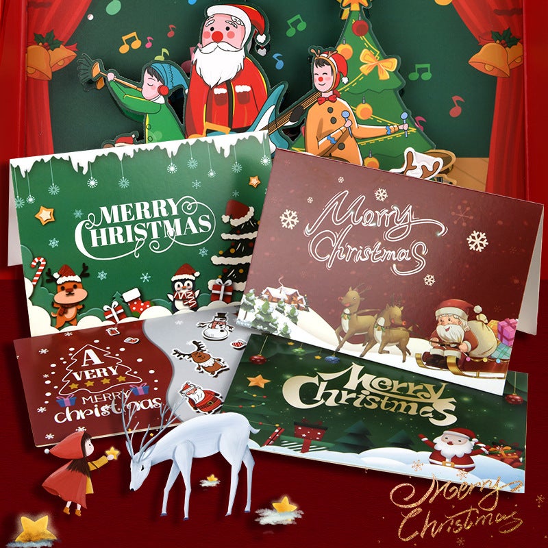 Christmas Card Christmas Gift Cute Cartoon Small Card Children'S Kindergarten Handwritten Thanksgiving Blessing Postcard - Image 4