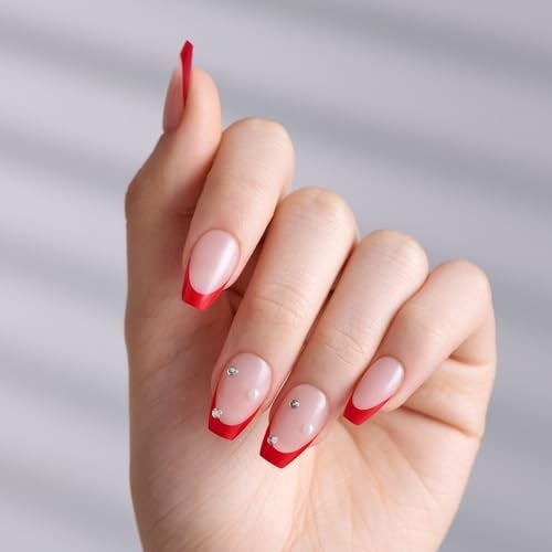 Impress Kiss Impress No Glue Mani Press On Nails Design Happy World Red Medium Size Coffin Shape Includes 30 Nails Prep Pad Instructions Sheet 1 Manicure Stick 1 Mini File - Image 3