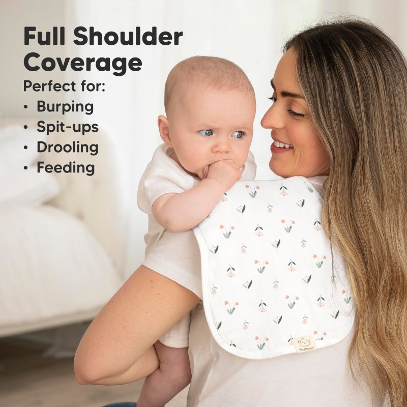 KeaBabies 5-Pack Muslin Burp Cloths Baby Boy, Girl - Very Absorbent Baby Burp Cloth Rags, 8-Layers Viscose Derived from Bamboo Cotton Muslin Towel, Super Soft Spit Up Rags, No Shrink Washcloths (Fleur) - Image 3