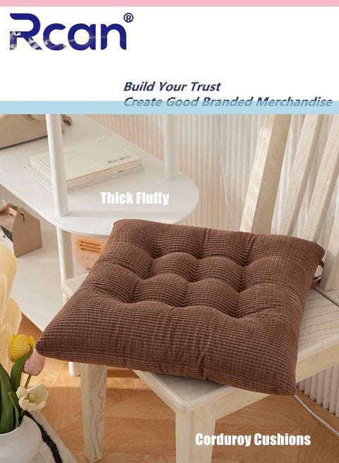 Chair Cushion Cushion Bay Window Tatami Floor Pillow Cushion Corduroy Cushion Thickened Square Soft Fluffy Cushion Pillow Back Suitable for Office Family Car Tables Chairs School
