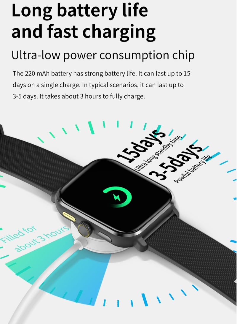 AROAQ M12 Smart Watch, Elegant Multifunction Fitness Tracker Watch, Durable NFC Sleep Monitor Smart Wrist Watch With Multiple Sports Mode, Ideal For Gift, (Silver) - Image 3