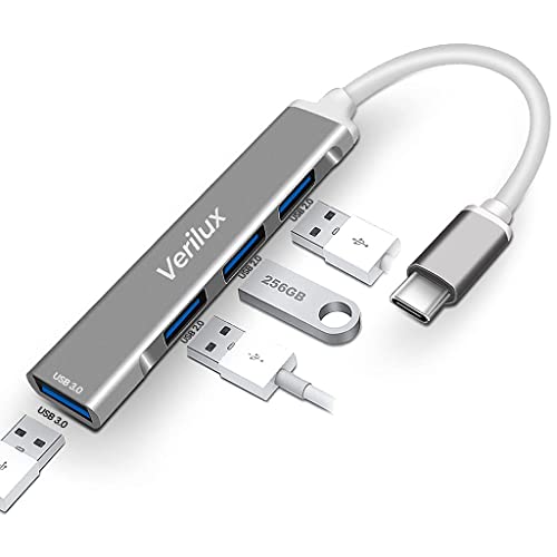 Verilux® USB C Hub Multiport Adapter with 4 High Speed 3.0 USB for Laptop USB Type C Hub for MacBook Pro Air C-Type Smartphones Extender with Multi Port for Laptop Type-C Devices - Image 1