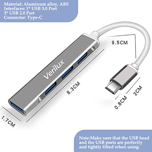 Verilux® USB C Hub Multiport Adapter with 4 High Speed 3.0 USB for Laptop USB Type C Hub for MacBook Pro Air C-Type Smartphones Extender with Multi Port for Laptop Type-C Devices - Image 2