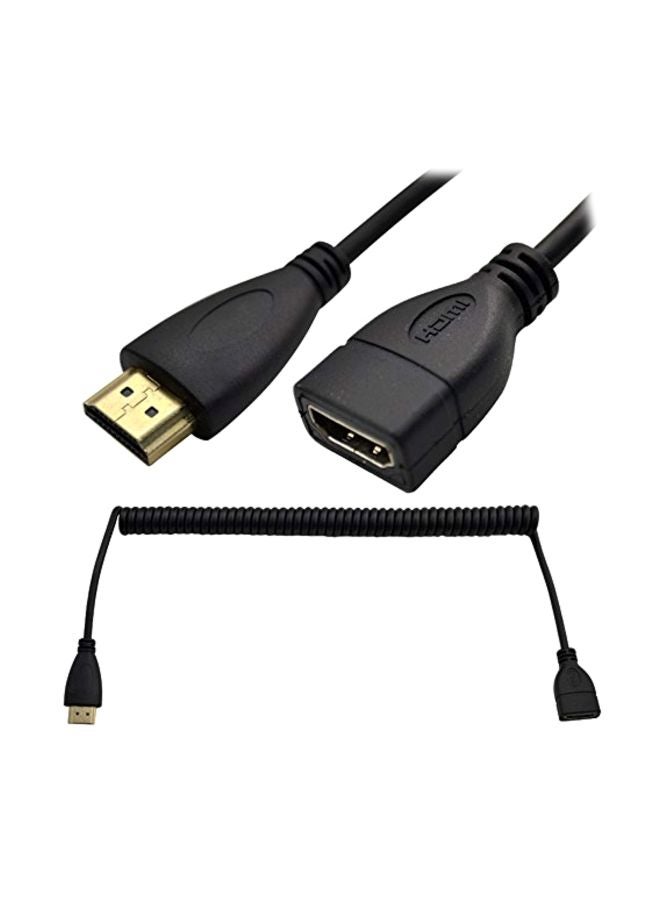 High Speed Male To Female HDMI Extension Cable Black/Gold - Image 1
