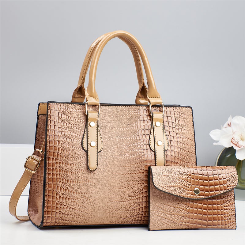 Women'S Bag New Crocodile Pattern 2-Piece Set Fashion Handbag Casual Shoulder Crossbody Large Capacity Bag - Image 2
