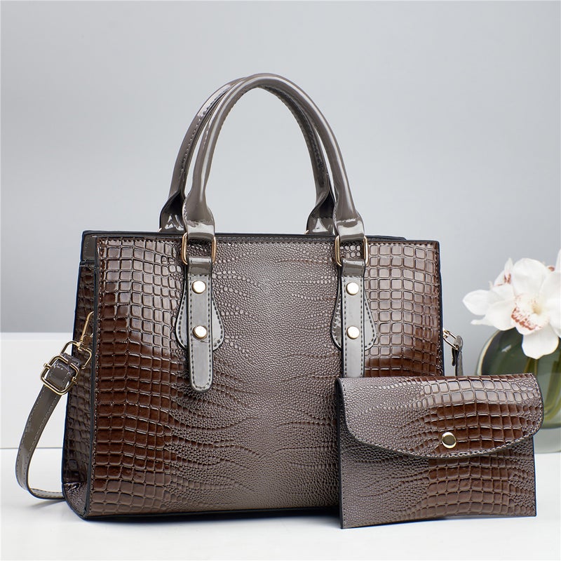Women'S Bag New Crocodile Pattern 2-Piece Set Fashion Handbag Casual Shoulder Crossbody Large Capacity Bag - Image 3