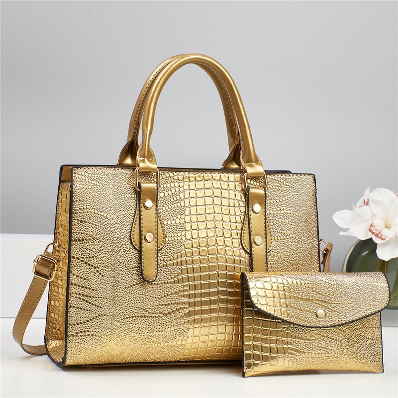 Women'S Bag New Crocodile Pattern 2-Piece Set Fashion Handbag Casual Shoulder Crossbody Large Capacity Bag - Image 1