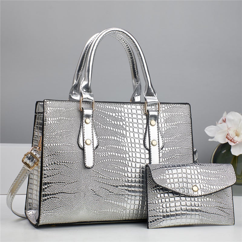 Women'S Bag New Crocodile Pattern 2-Piece Set Fashion Handbag Casual Shoulder Crossbody Large Capacity Bag - Image 5
