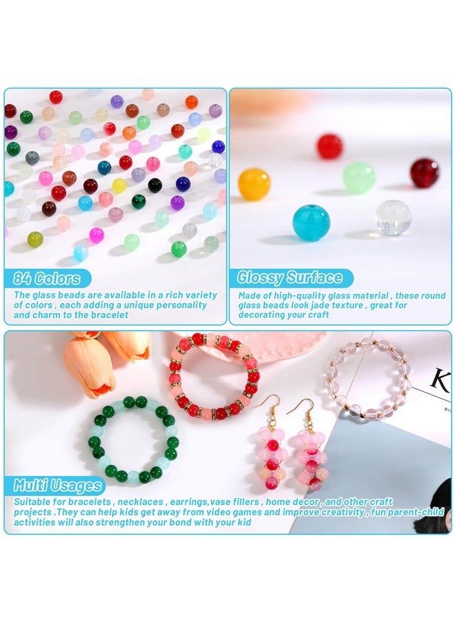 shynek 2100 Pieces 8Mm Round Glass Beads For Bracelets, 84 Colors Crystal Glass Beads For Jewelry Making And Diy Crafts - Image 4