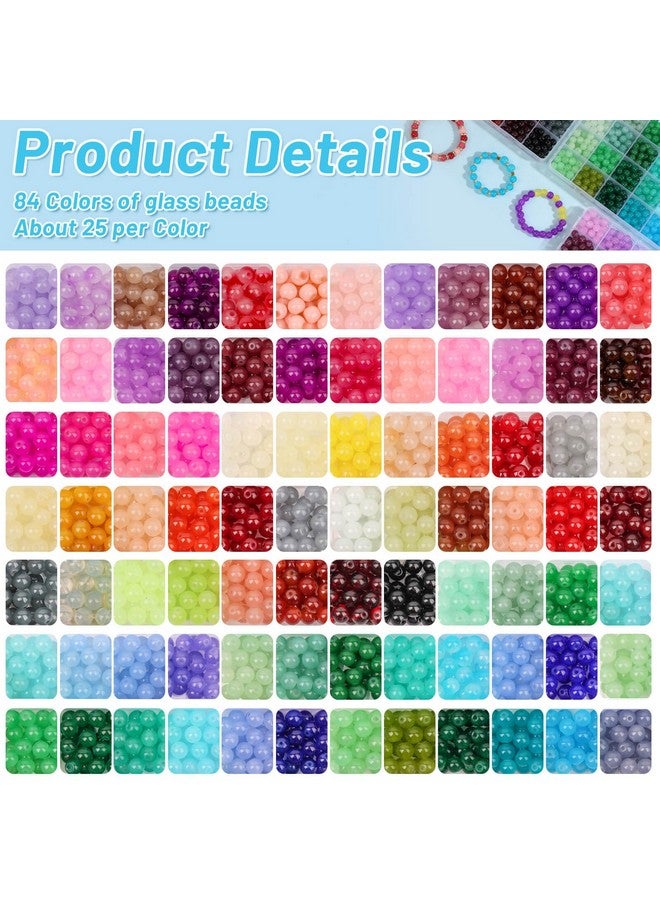 shynek 2100 Pieces 8Mm Round Glass Beads For Bracelets, 84 Colors Crystal Glass Beads For Jewelry Making And Diy Crafts - Image 2