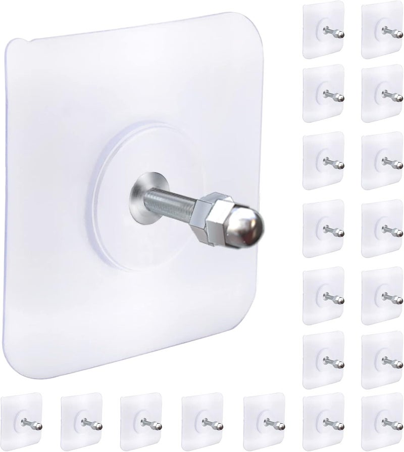 AIERSA Heavy Duty Adhesive Hooks, Wall Hooks for Hanging, Screw Free Sticker, Seamless Screws for Wall Mount, 2 in 1 Reusable, White, 20 Pcs, 16mm - Image 2