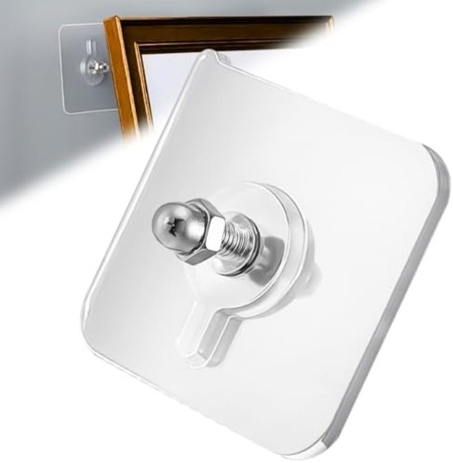 AIERSA Heavy Duty Adhesive Hooks, Wall Hooks for Hanging, Screw Free Sticker, Seamless Screws for Wall Mount, 2 in 1 Reusable, White, 20 Pcs, 16mm - Image 1