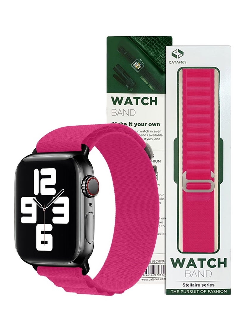 CATANES Alpine Loop Band for Apple Watch Band 38mm 40mm 41mm 42mm (Series 10) Adjustable with Metal G-Hook Strap Pink  - Image 1