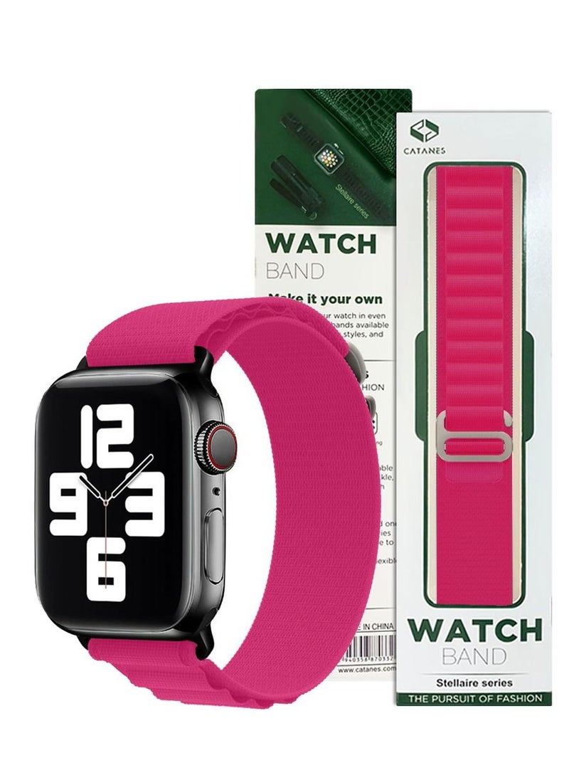 CATANES - Apple Watch Band Alpine Loop Band 38mm 40mm 41mm Women Men Adjustable with Metal G-Hook Strap for iWatch Series 7/SE/6/5/4/3/2/1 Pink - Image 1