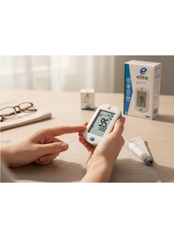 Elite Home blood glucose meter with large screen and 180 readings memory – 5-year warranty - Image 4
