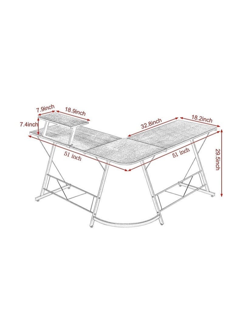 إج طاولة العاب ومكتب قيمنق وألعاب وطاولة مكتبيه منزليه , مكتب وطاولة كمبيوتر على شكل حرف L ذات جودة عاليه وسهلة التركيب - Image 4