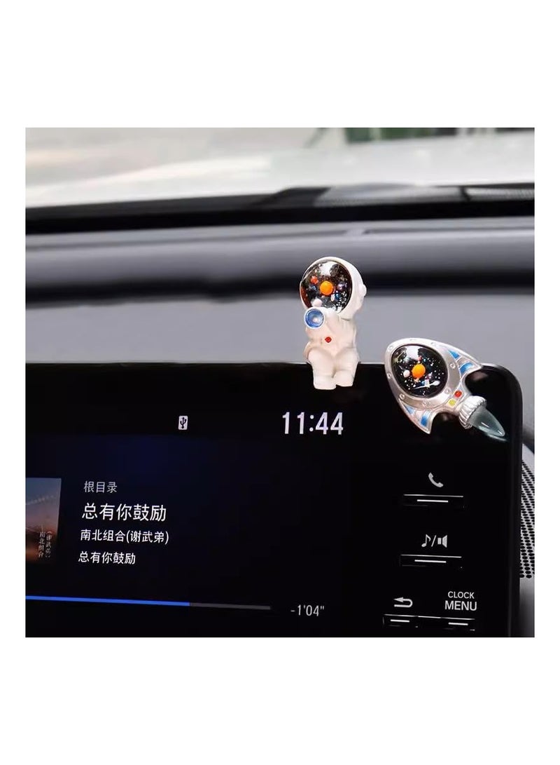 SYOSI 9PCS Miniature Astronaut and Rocket Figurines, Mini Spaceman and UFO Playset Resin Cake Toppers, for DIY Shelf Tabletop Diorama Craft Decoration, Miniature Astronaut Toys, Home Spaceman Statues - Image 4